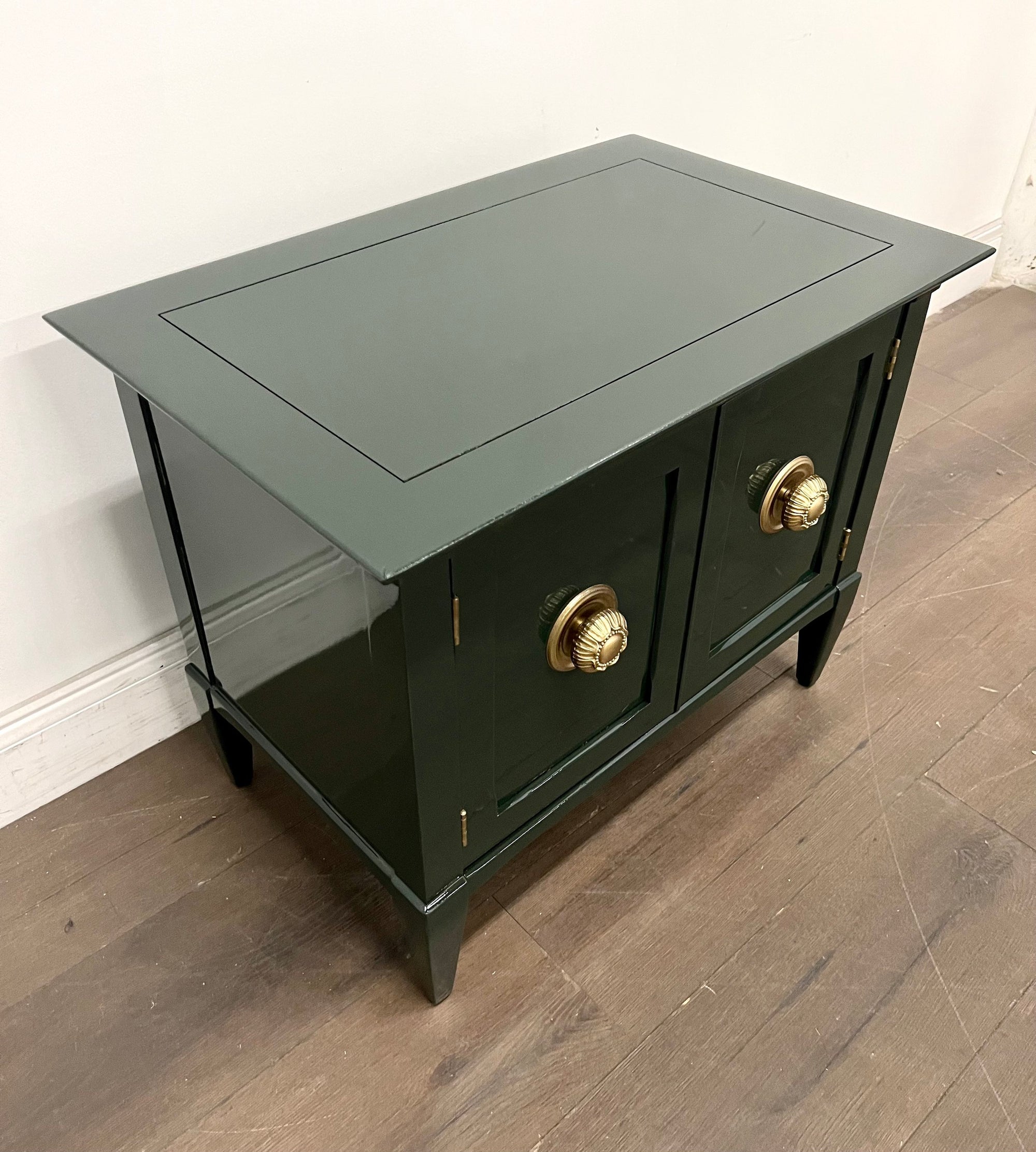 SOLD: Dark Green Lacquered End Table