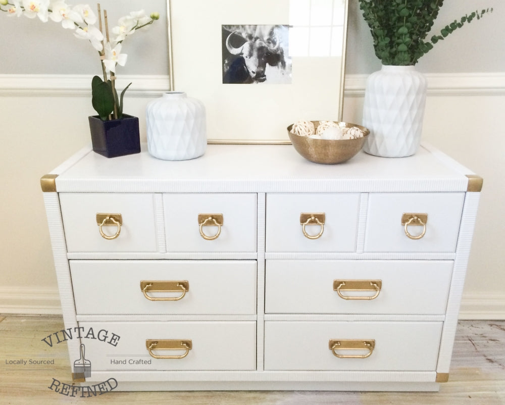 White Lacquer Dresser - Vintage Refined White Lacquer Dresser - Vintage Refined