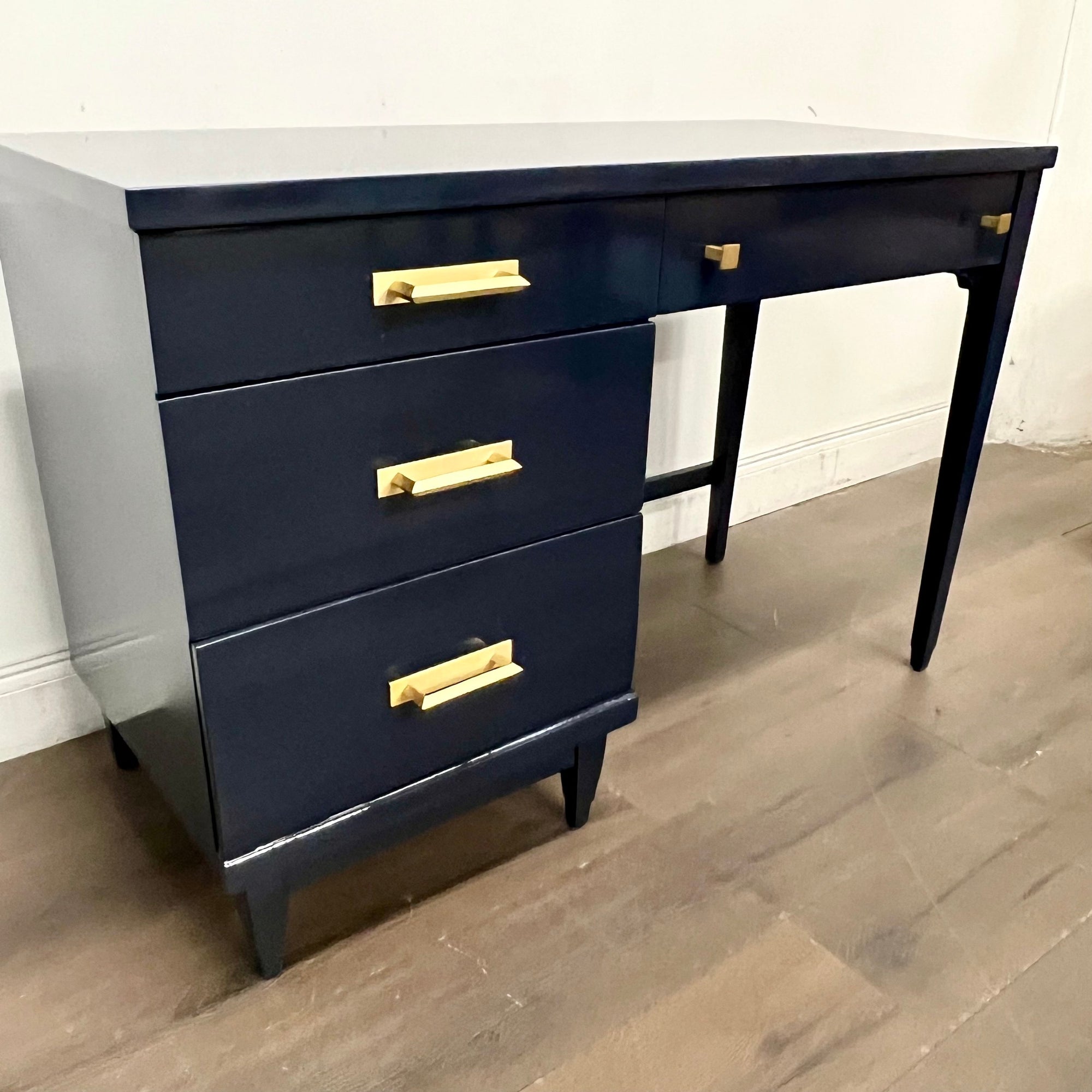AVAILABLE: Navy Lacquered Mid-Century Modern Desk