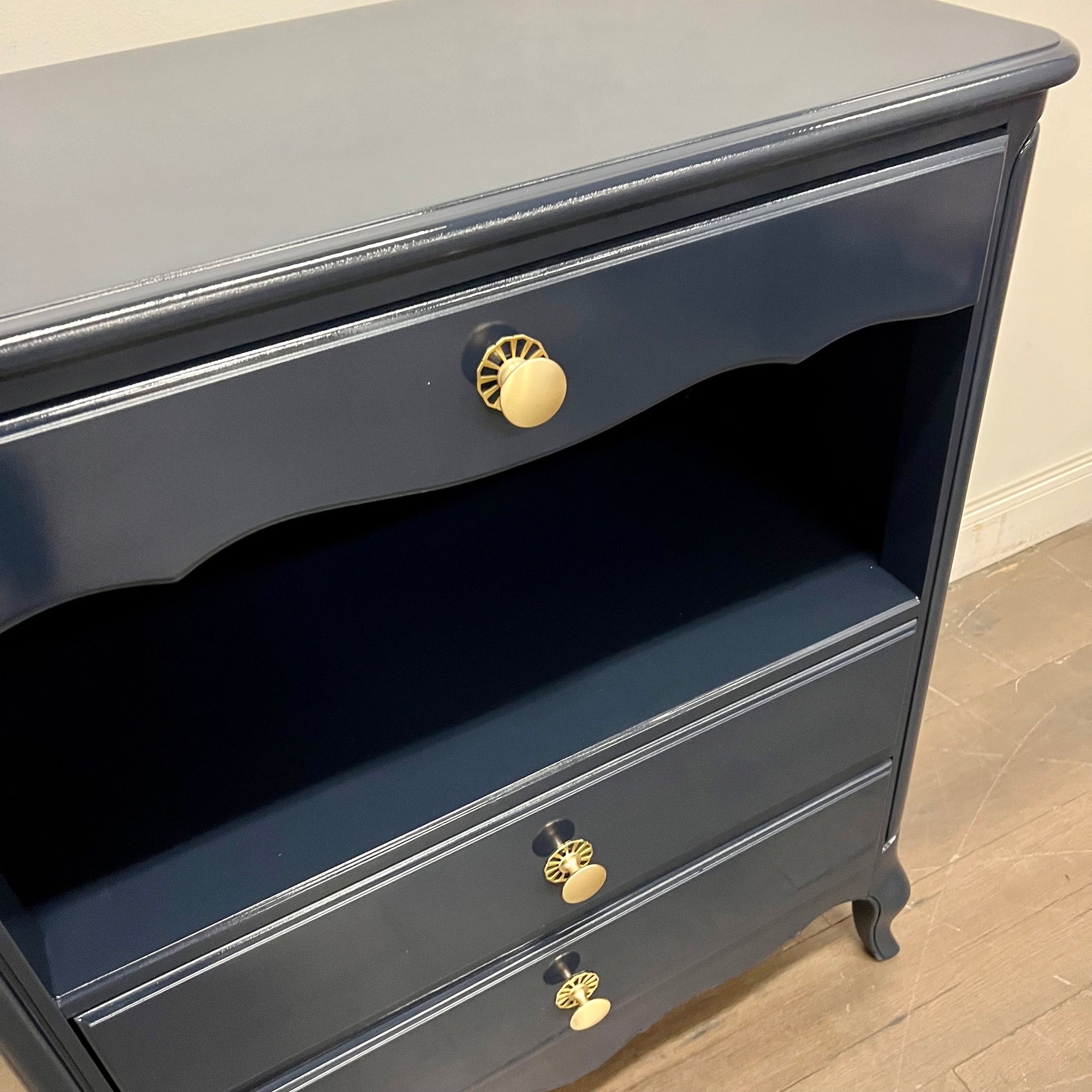 AVAILABLE: Navy Lacquered Drexel Server / Hutch