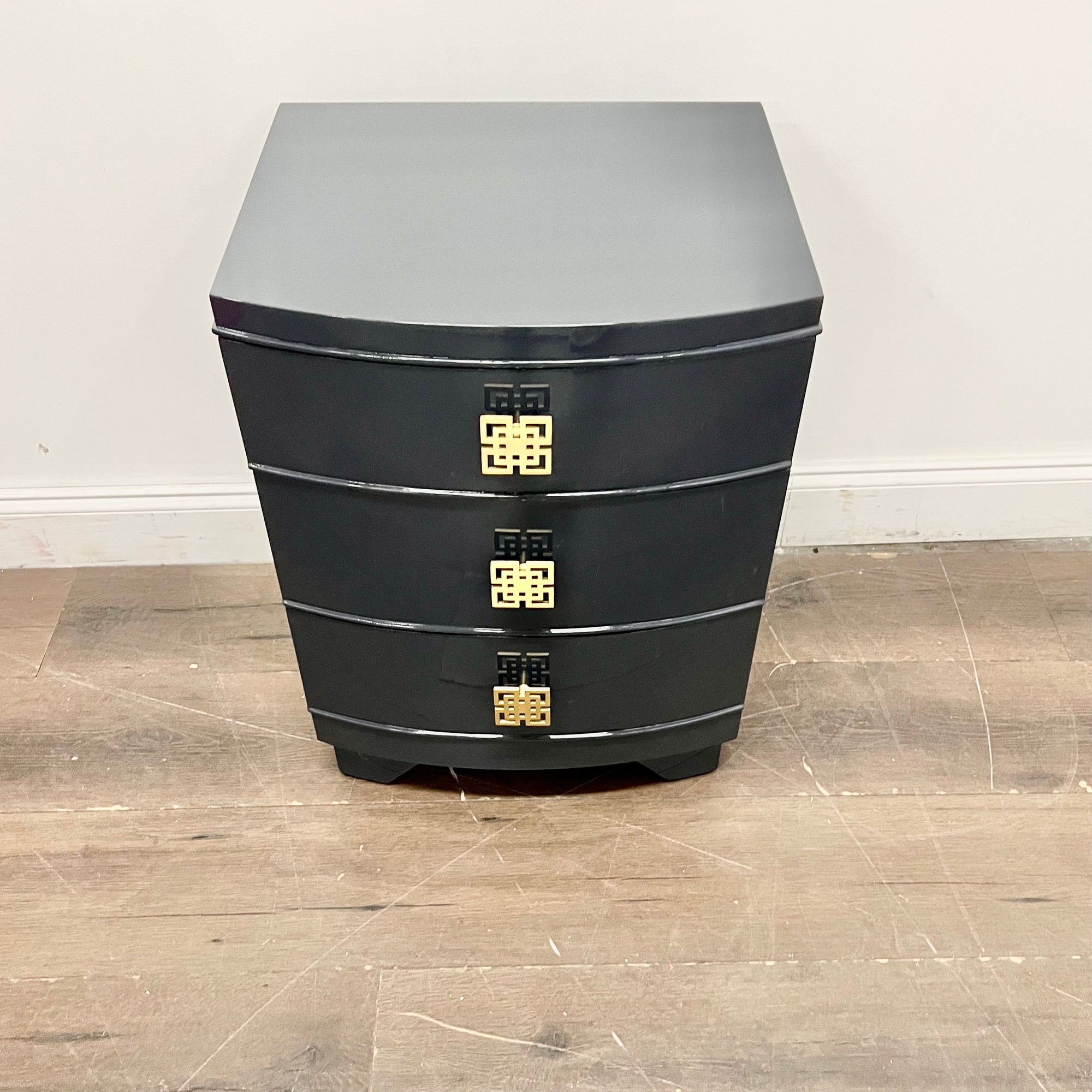 SOLD: Navy Lacquered Modern Nightstand