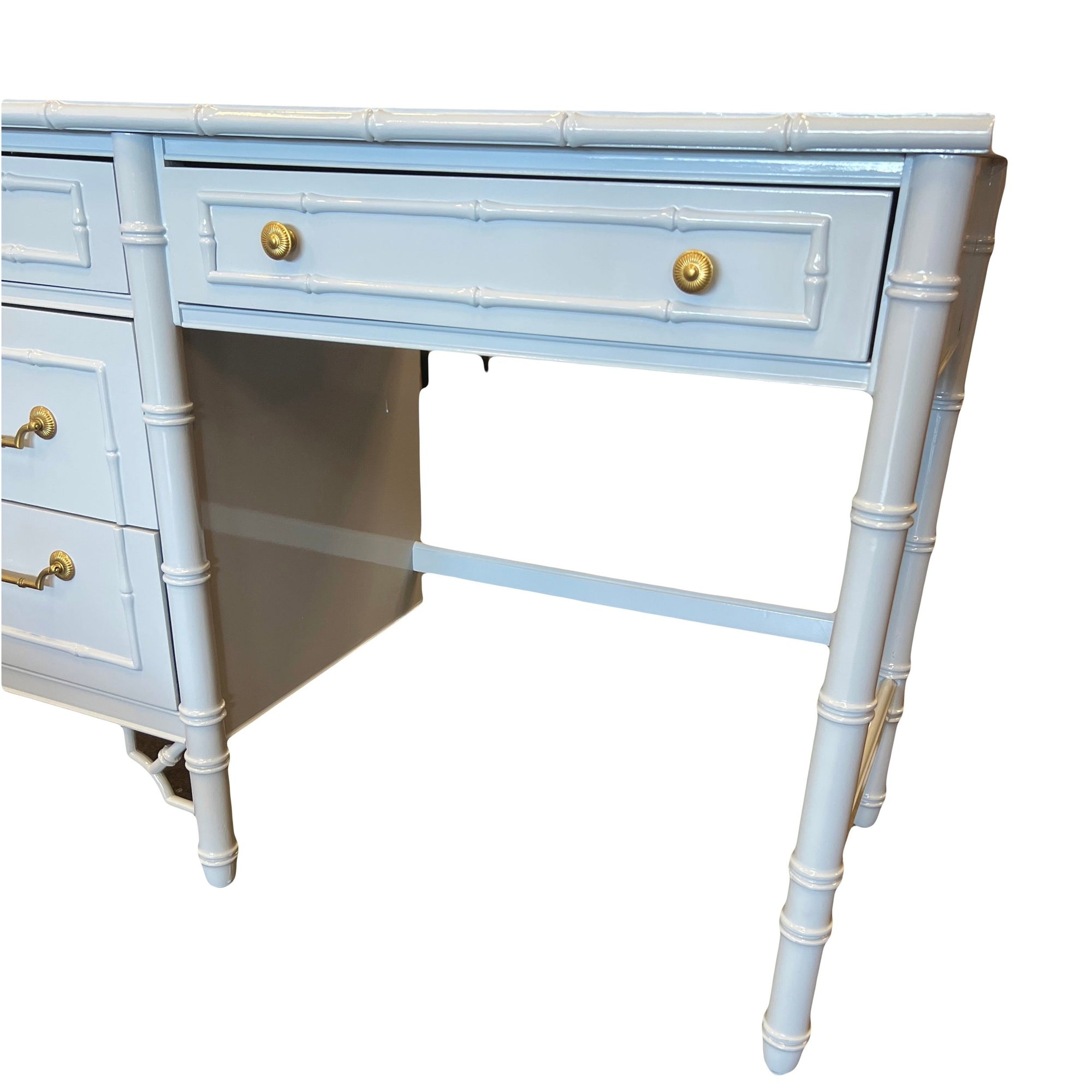 AVAILABLE: Light Blue Thomasville Faux Bamboo Desk